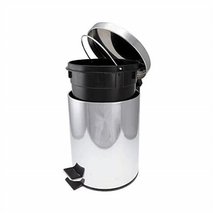 Stainless Steel Pedal Trash Can with Lift-Out Plastic Bucket