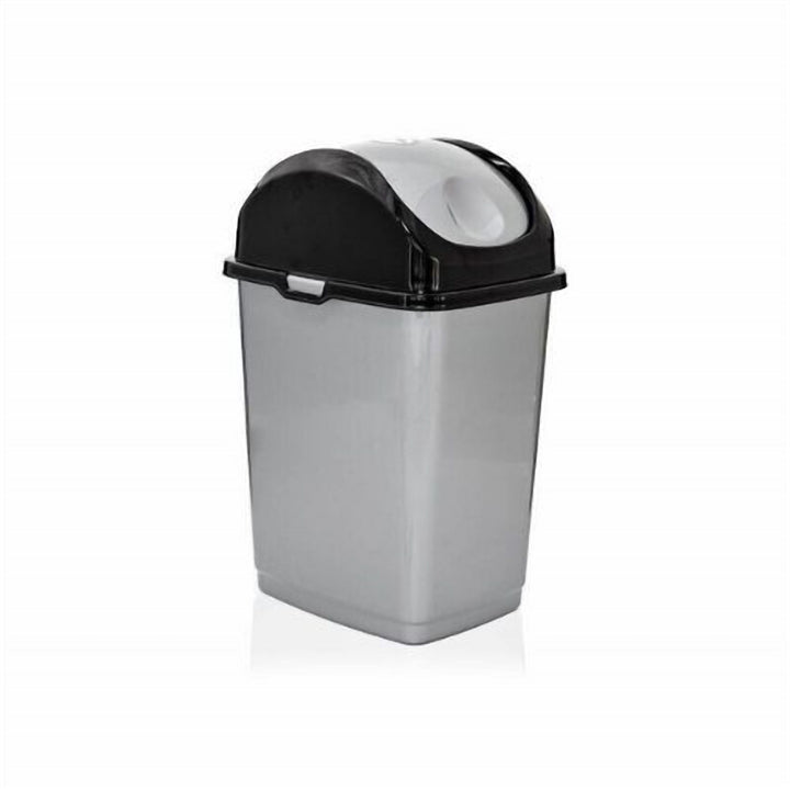 BPA Free Plastic Swing Lid Kitchen Bin, 58 cm Tall, Grey and Black