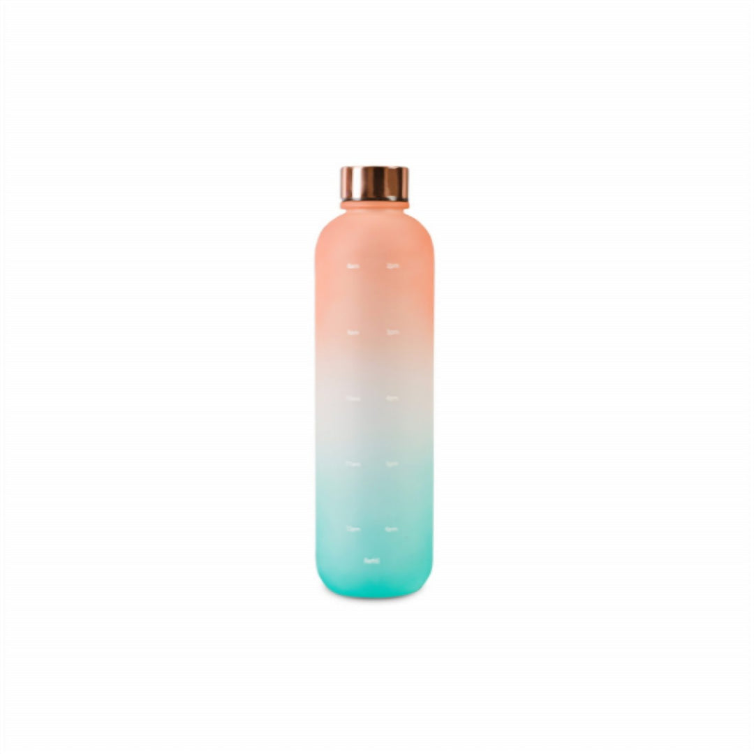 Two-Tone 1 L Water Bottle with Time Marks and Safety Lock