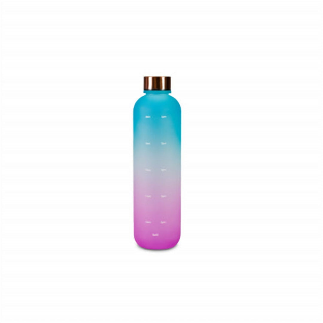 Two-Tone 1 L Water Bottle with Time Marks and Safety Lock