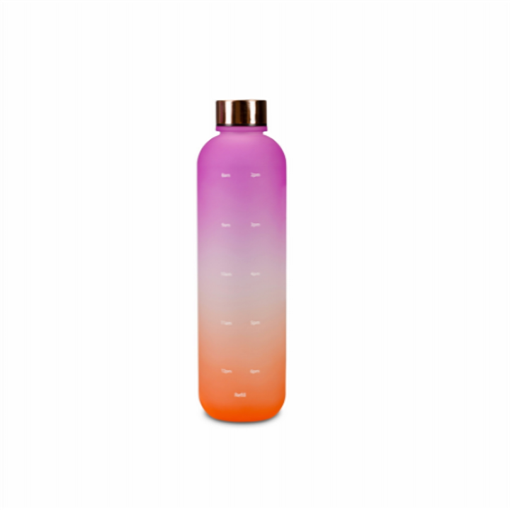Two-Tone 1 L Water Bottle with Time Marks and Safety Lock