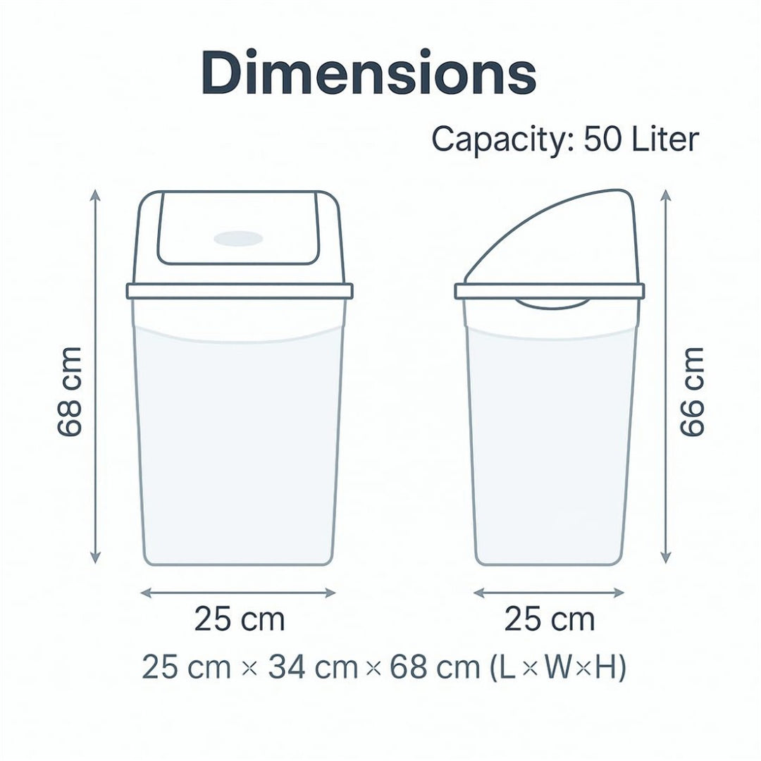 26 L Swing Top Kitchen Bin with Self Closing Lid, Traps Odors