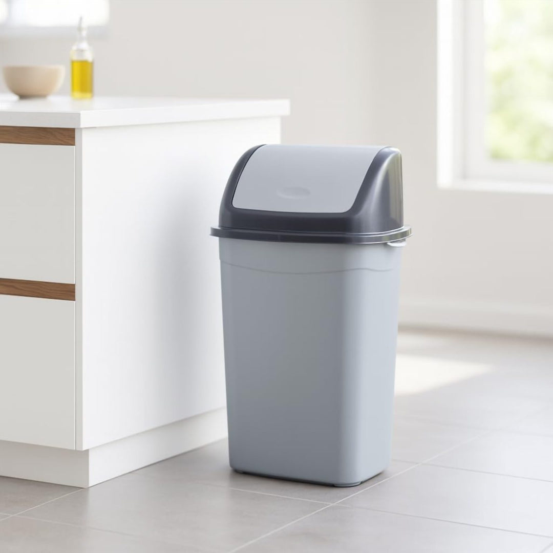 26 L Swing Top Kitchen Bin with Self Closing Lid, Traps Odors