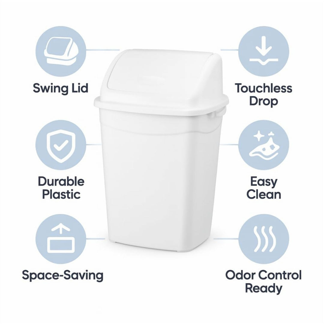 50 L Self Closing Swing Lid Waste Bin for Kitchen and Office