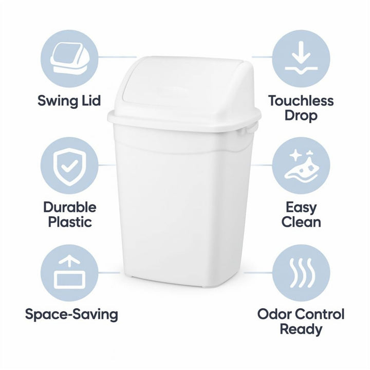 50 L Self Closing Swing Lid Waste Bin for Kitchen and Office