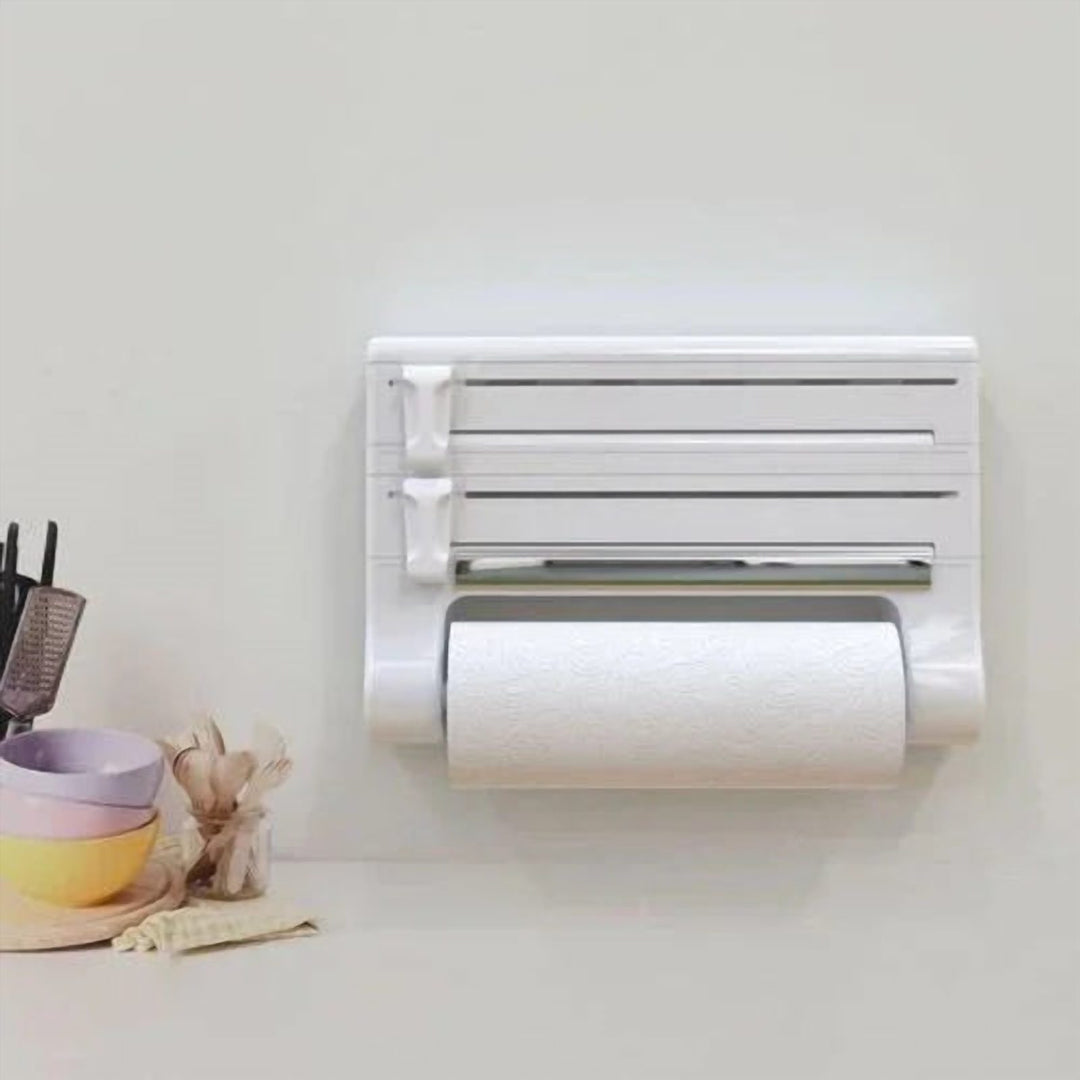 3 in 1 Kitchen Roll Holder with Cutter for Foil and Cling Film
