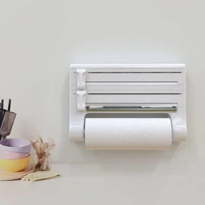 3 in 1 Kitchen Roll Holder with Cutter for Foil and Cling Film