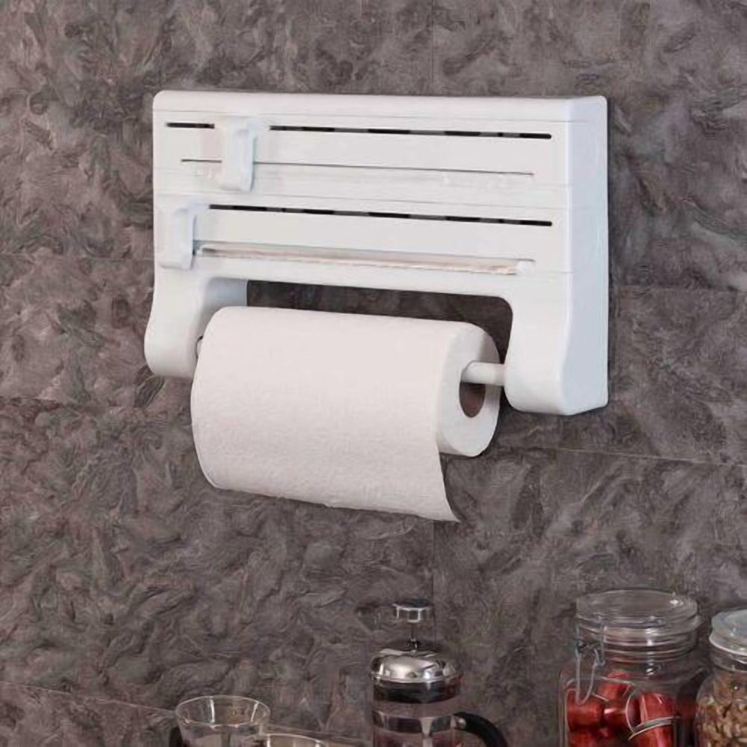 3 in 1 Kitchen Roll Holder with Cutter for Foil and Cling Film