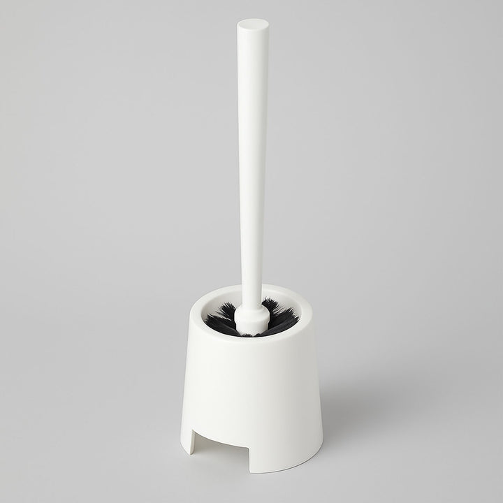 White Toilet Brush and Holder Set, Drip Free for a Bathroom