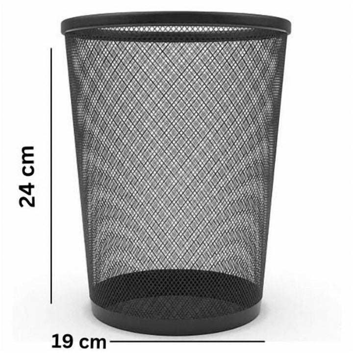 Steel Mesh Round Wastebasket for Under a Desk or Corner