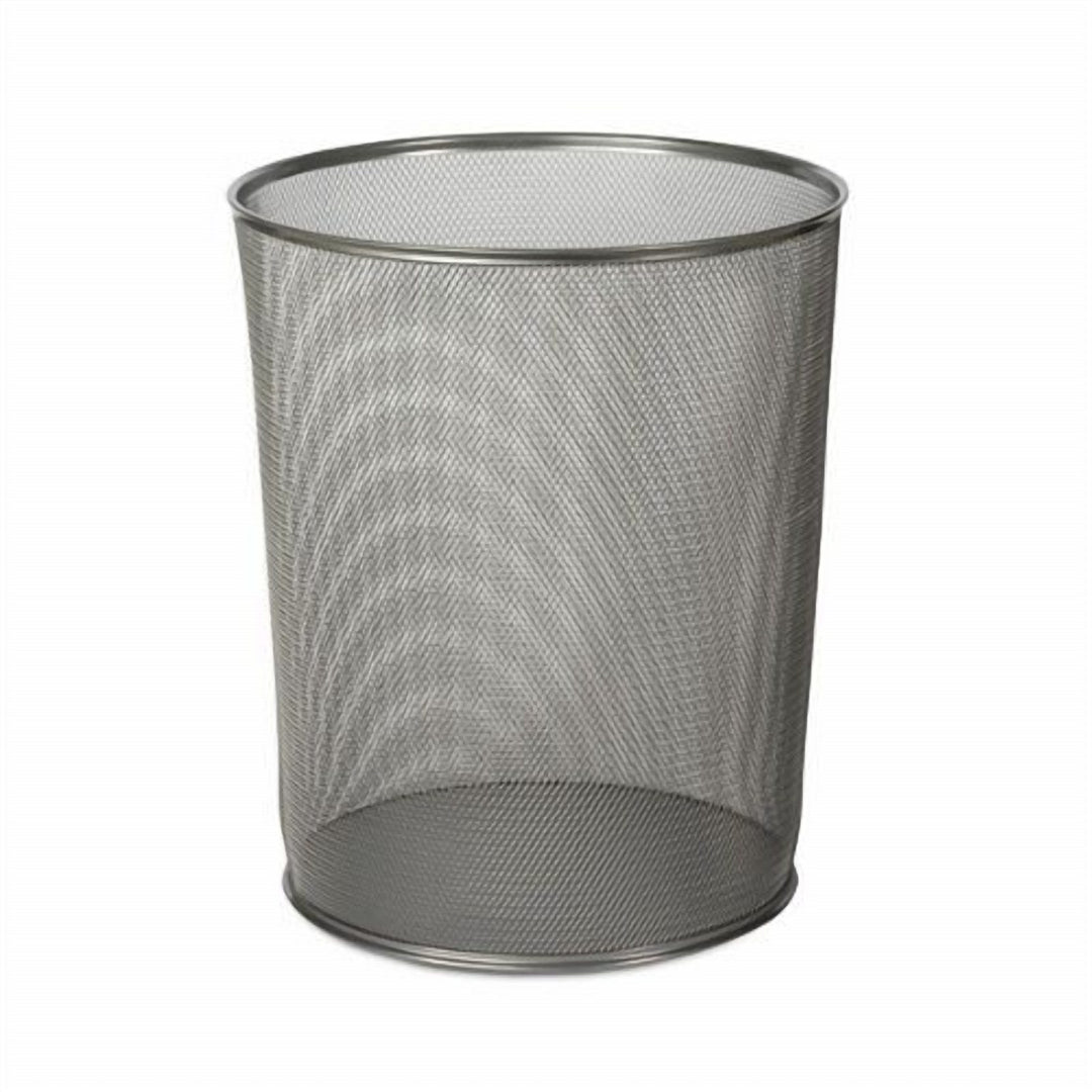 Steel Mesh Round Wastebasket for Under a Desk or Corner