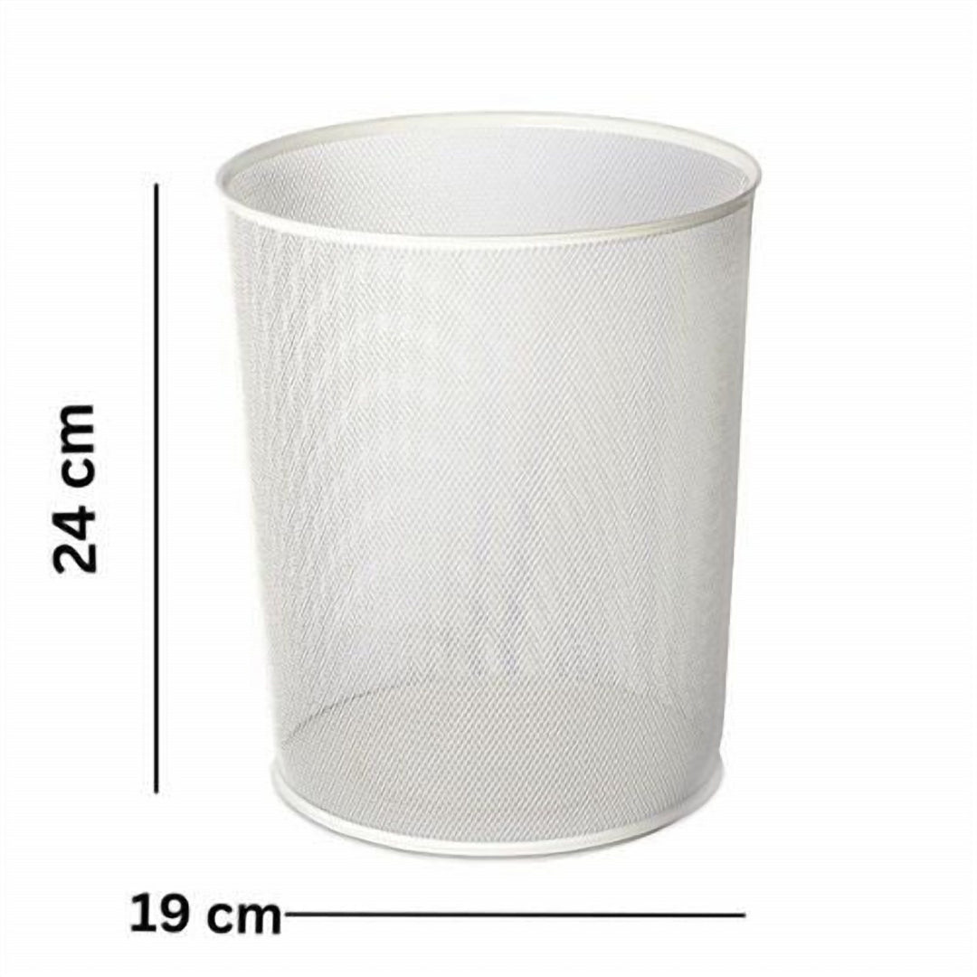 Steel Mesh Round Wastebasket for Under a Desk or Corner