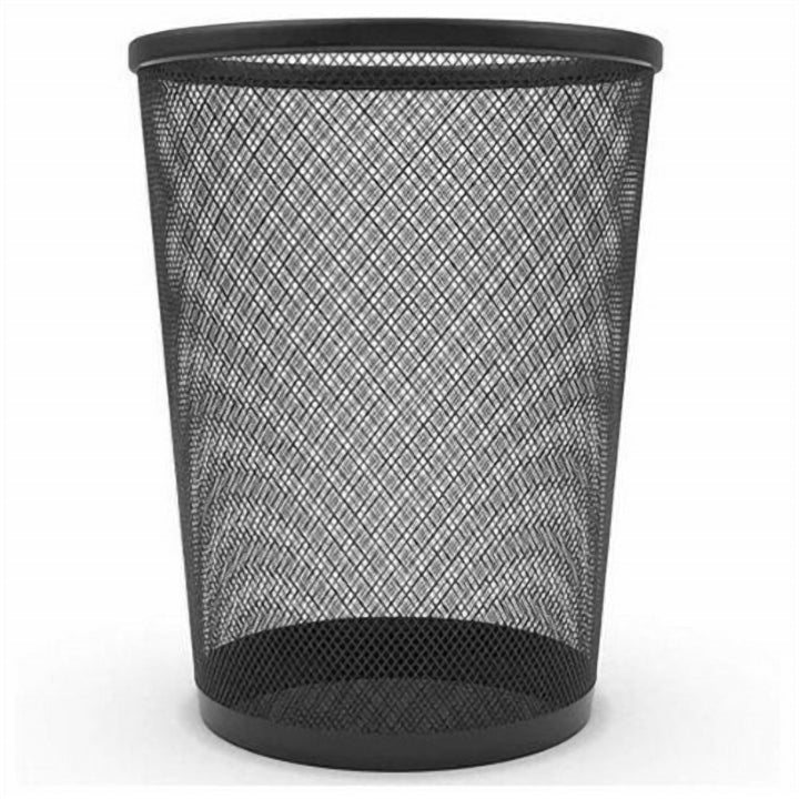Steel Mesh Round Wastebasket for Under a Desk or Corner
