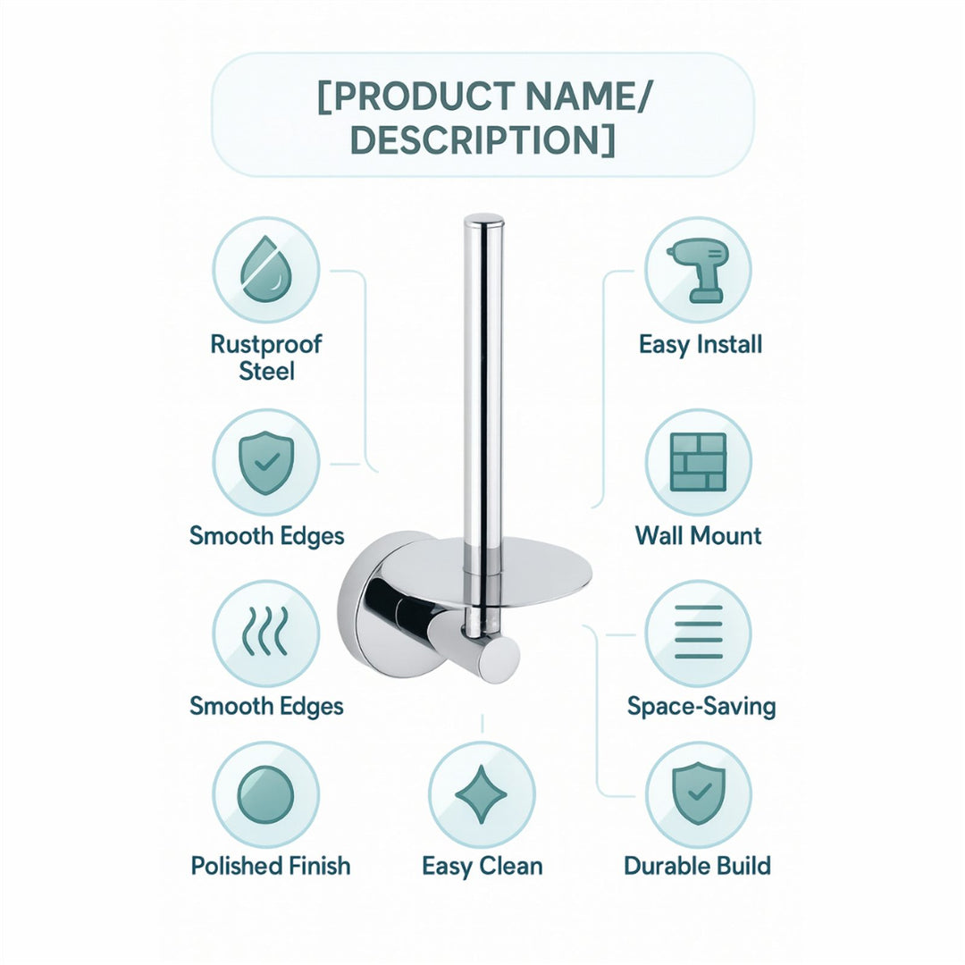 Vertical Double Toilet Roll Holder, Wall Mounted Chrome Steel