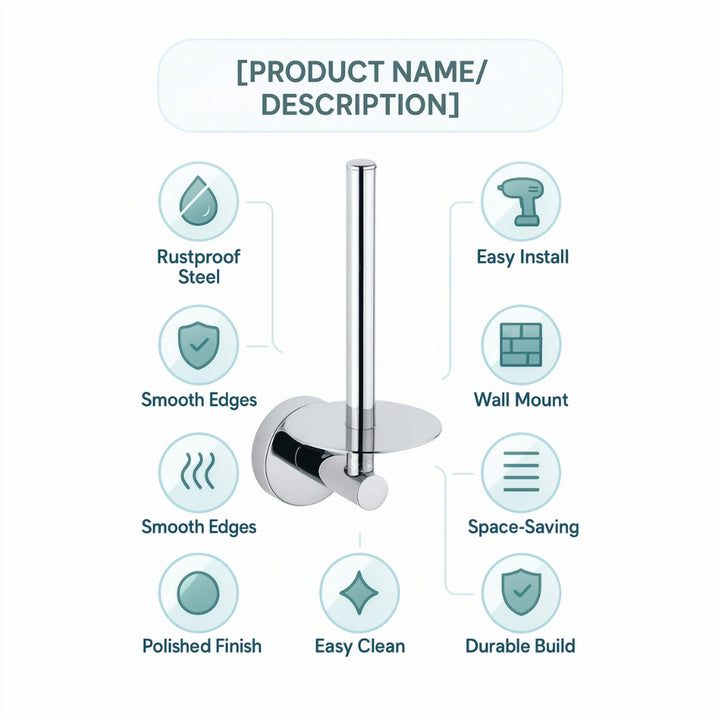 Vertical Double Toilet Roll Holder, Wall Mounted Chrome Steel