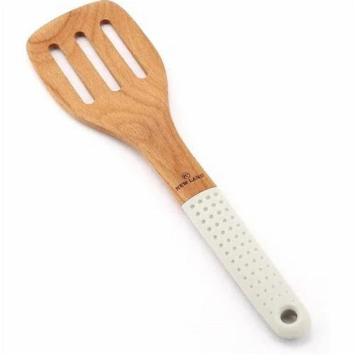 Slotted Turner with Wooden Handle, Silicone Head, Non-Stick Safe