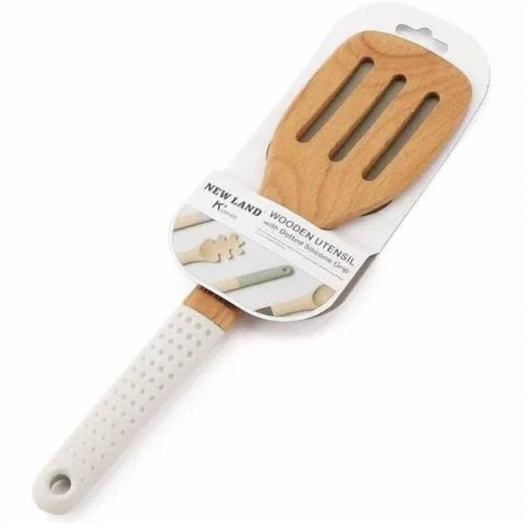 Slotted Turner with Wooden Handle, Silicone Head, Non-Stick Safe