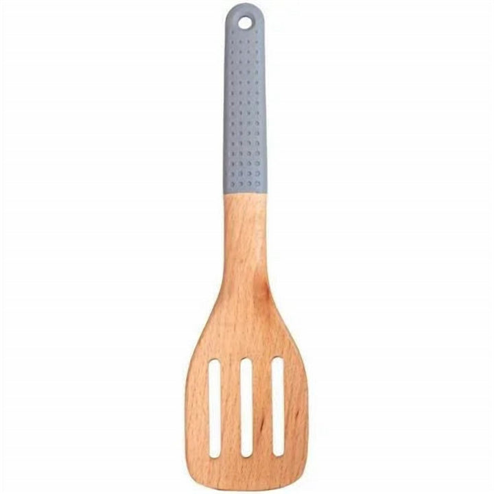 Slotted Turner with Wooden Handle, Silicone Head, Non-Stick Safe