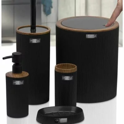 the functionality of black mina round bathroom set